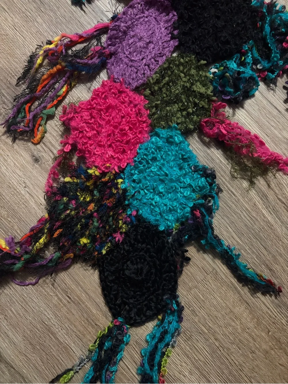 Steve Madden - Colorful Multi-Texture Loop Scarf with Bright Patchwork